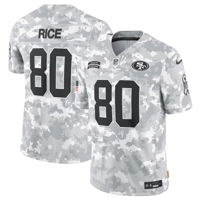 Men's Arctic Camo San Francisco 49ers #80 Jerry Rice 2024 Salute to Service Limited Stitched Football Jersey
